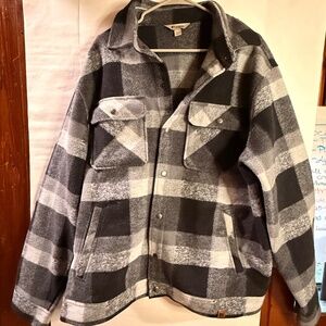 Russell Outdoors Black & Gray Plaid Fleece-Lined Shirt Jacket XL